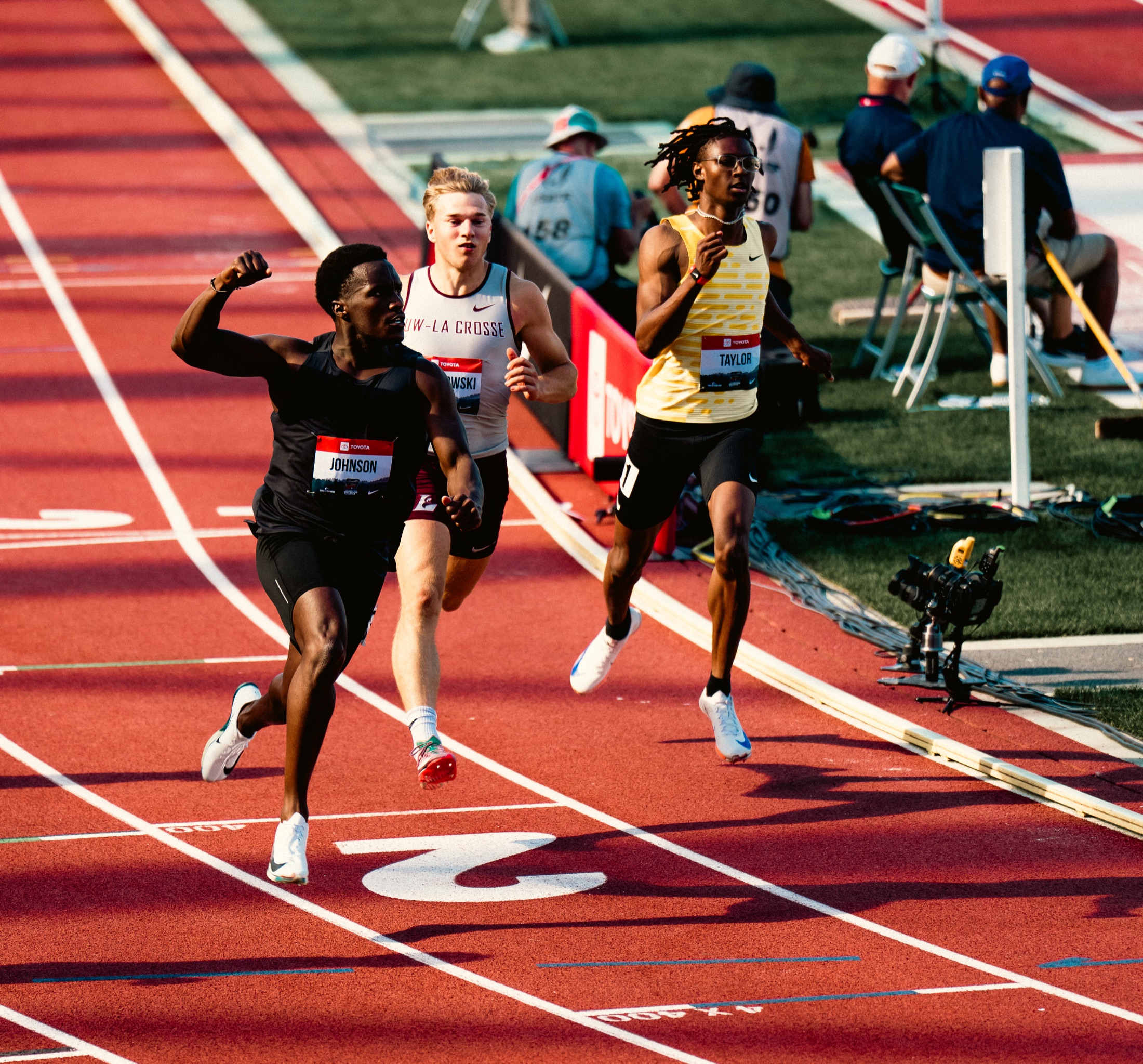 Lawrence L.O. Johnson winning a race